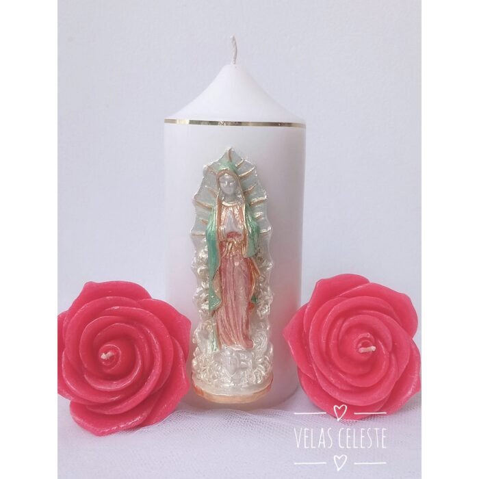 Cirio virgen Guadalupe+ velas rositas